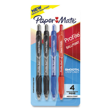 Paper Mate® Profile Ballpoint Pen, Retractable, Medium 1 Mm, Assorted Ink And Barrel Colors, 4-pack freeshipping - TVN Wholesale